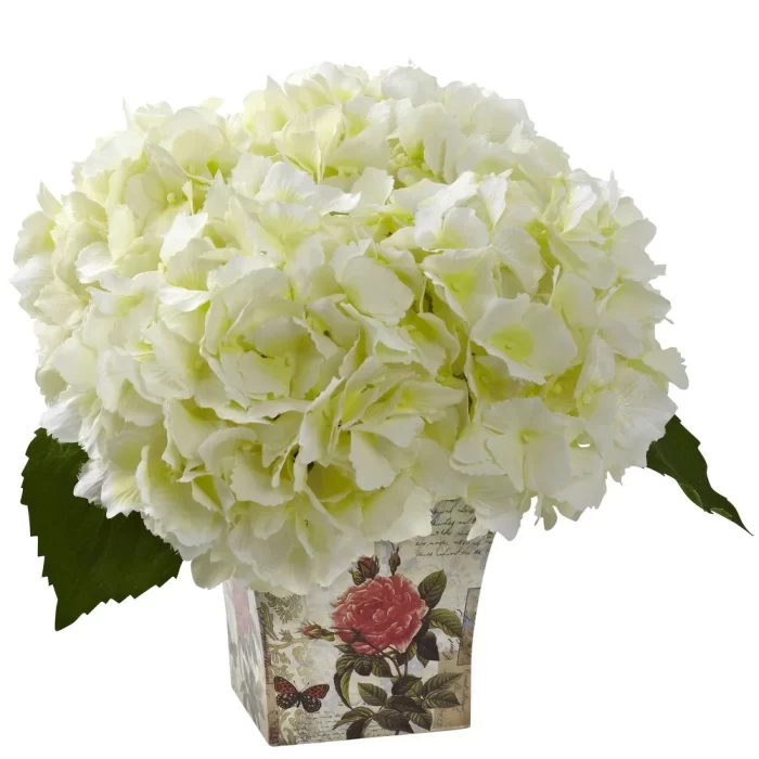Hydrangea with Floral Planter – Blue