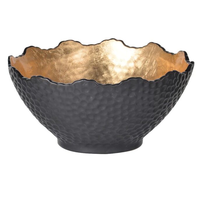 Large Black and Gold Gilded Bowl
