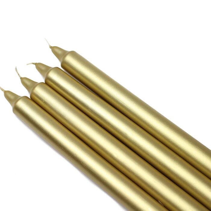 Metallic Gold Taper Candles - 1 Dozen