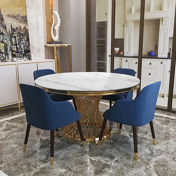Modern Dining Table Sintered Stone Tabletop & Chairs
