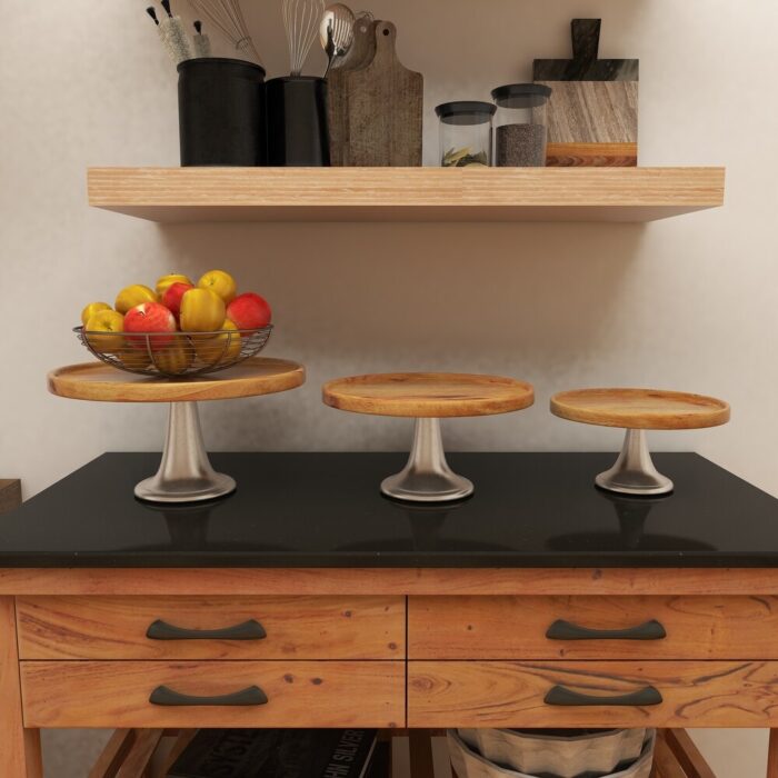 Natural Wood Cake Stand - Set of 3