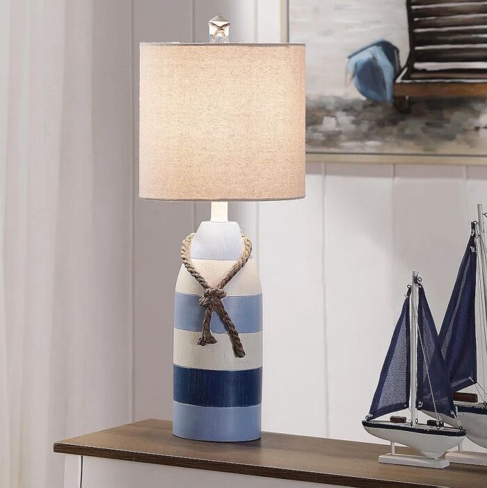Nautical Striped Blue with Rope Detail Table Lamp