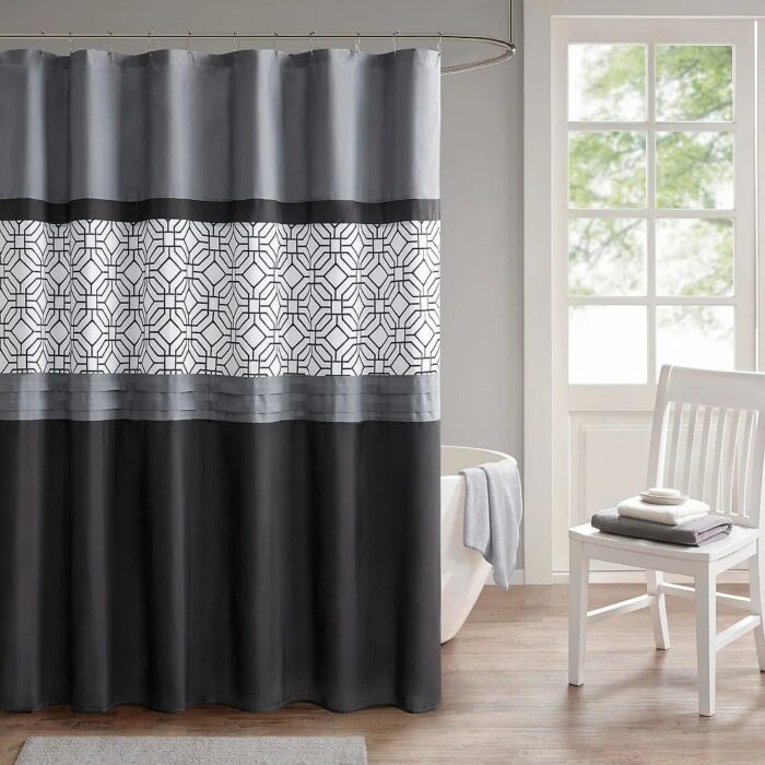 Shane Embroidered and Pieced Shower Curtain