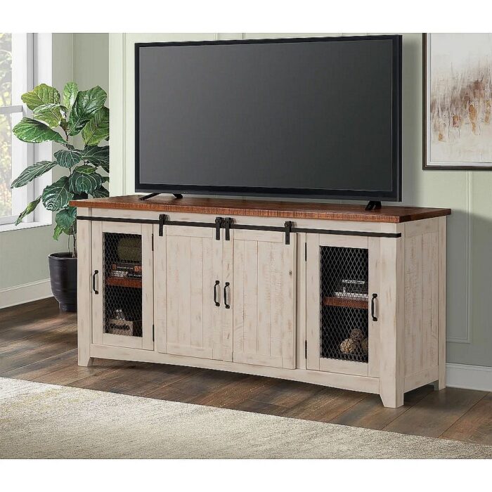 Solid Wood Barn Door TV Stand Console - 65 in