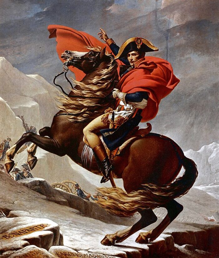 #50 Napoleon Crossing the Alps by Jacques-Louis David
