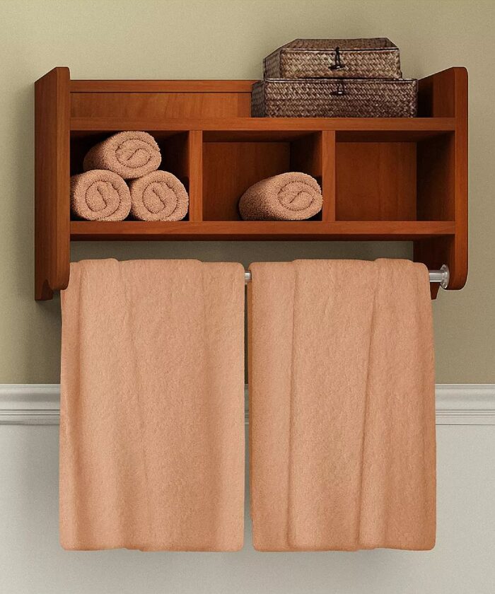 Bath Storage Shelf With Towel Rod