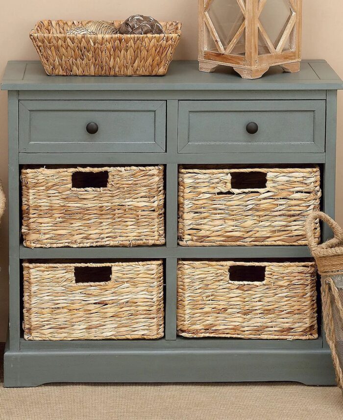 Country Rectangular and Leaf 4 Basket Cabinet