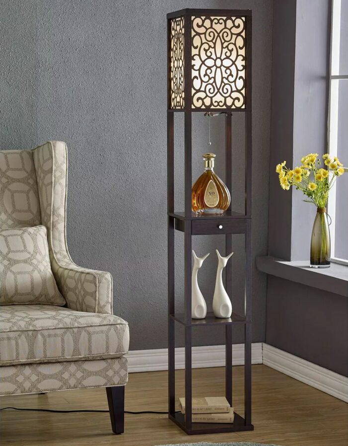 Etagere Shelf Floor Lamp with Drawer