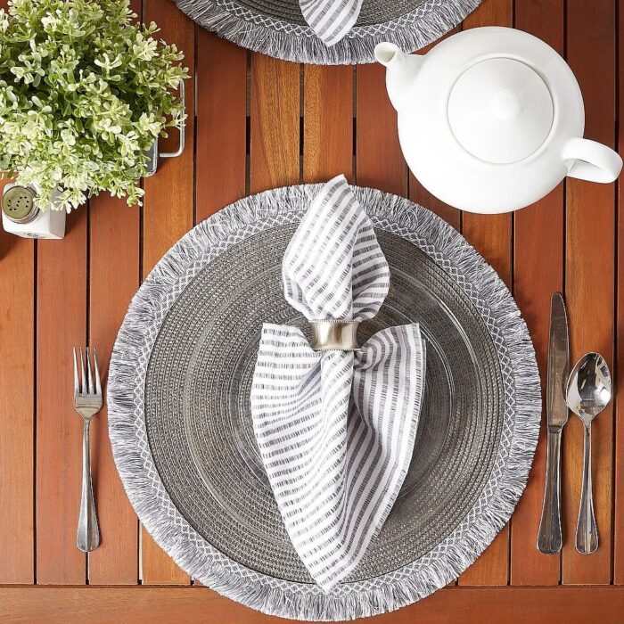 Nautical Fringed Placemat Set of 6 - Gray