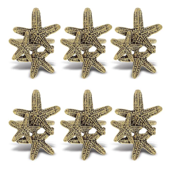 Starfish Gold Napkin Rings Set