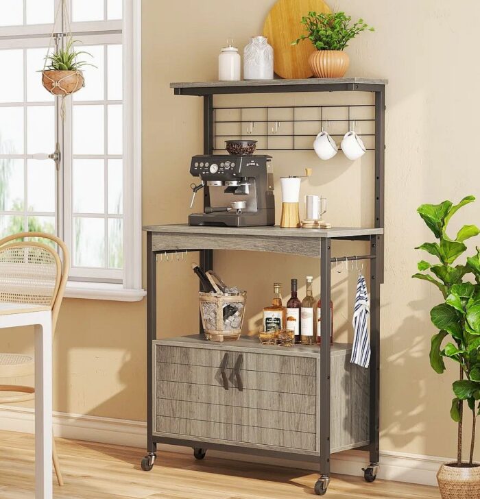 Coffee Station - Baker's Rack with Cabinet