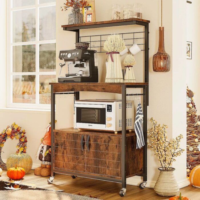 Coffee Station - Baker's Rack with Cabinet