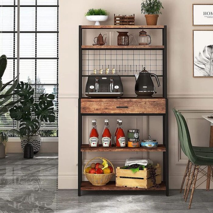 Coffee Station - Kitchen Bakers Rack with Hutch