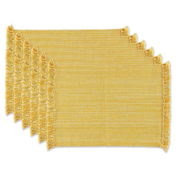Set of 6 Variegated Yellow Fringe Placemats