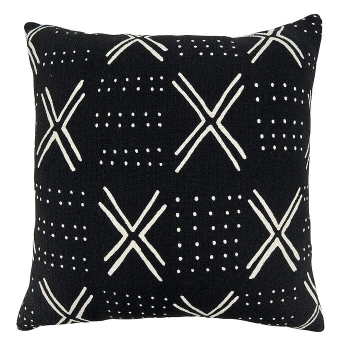 Throw Pillow With Dark African Mudcloth Design