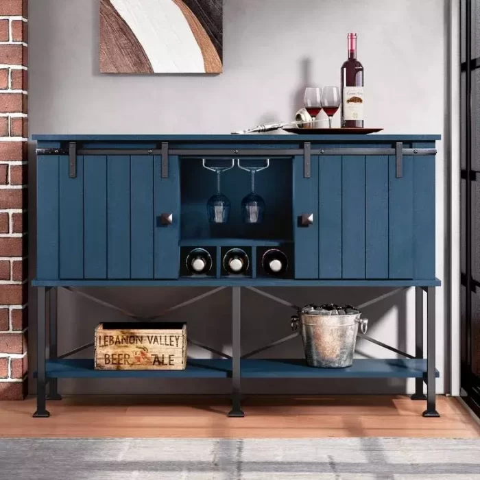 Coffee Bar - Wine-Cabinet with Barn Door - 52 in