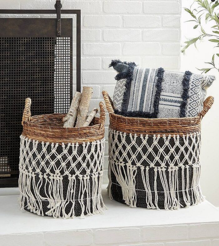 Banana Leaf Bohemian Storage Basket Set