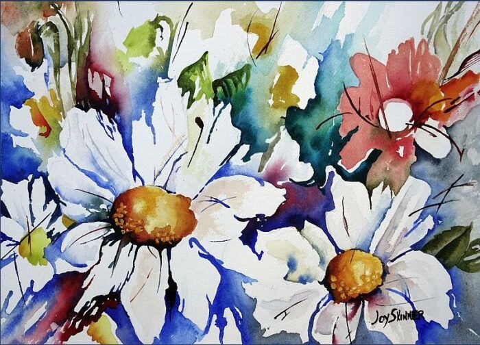 Blooms-a-Blazing - Floral Painting by Joy Skinner