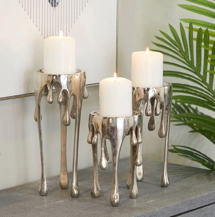 Dripping Wax Metal Contemporary Candle Holders