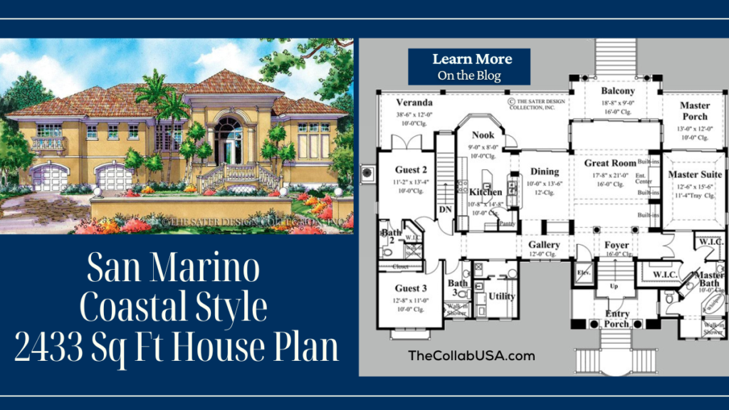 San Marino: Coastal Style 2433 Sq Ft House Plan - Sater Design Collection