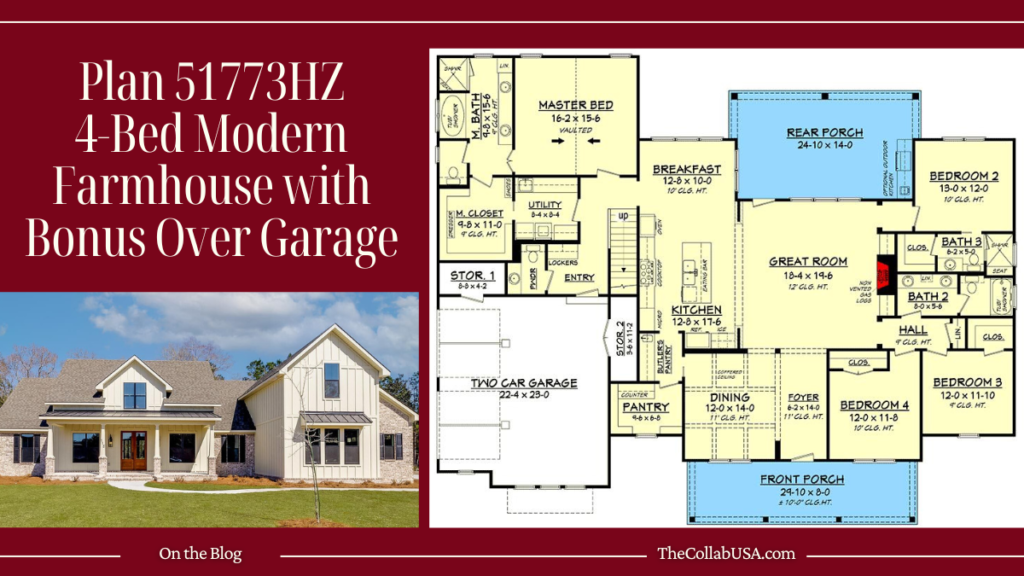 House Plan: 2,742 Sq Ft Modern Farmhouse 4-Bed with Bonus Over Garage