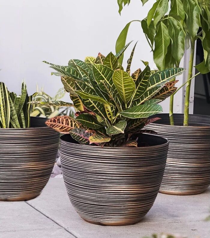 Nested Round Textured Pot Planters - Set of 3