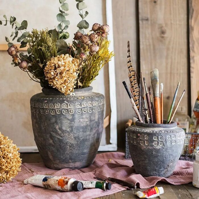 RusticReach Ancient Maya Style Flower Pot Vase