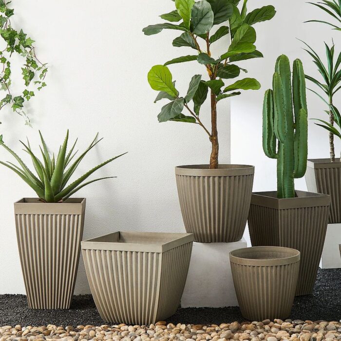 Eco-Friendly Fluted Plant Pots - Set of 2