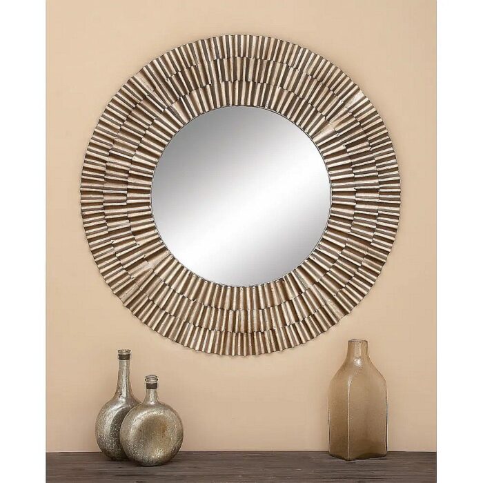 Silver Wooden Starburst Wall Mirror
