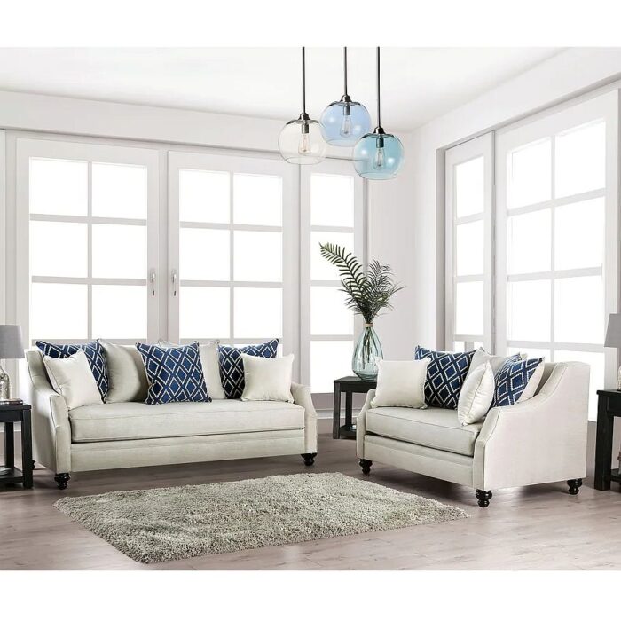 Transitional Fabric Sloped Arms 2-Piece Living Room Set